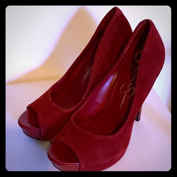 Jessica Simpson Shoes - JS red peep-toe heels